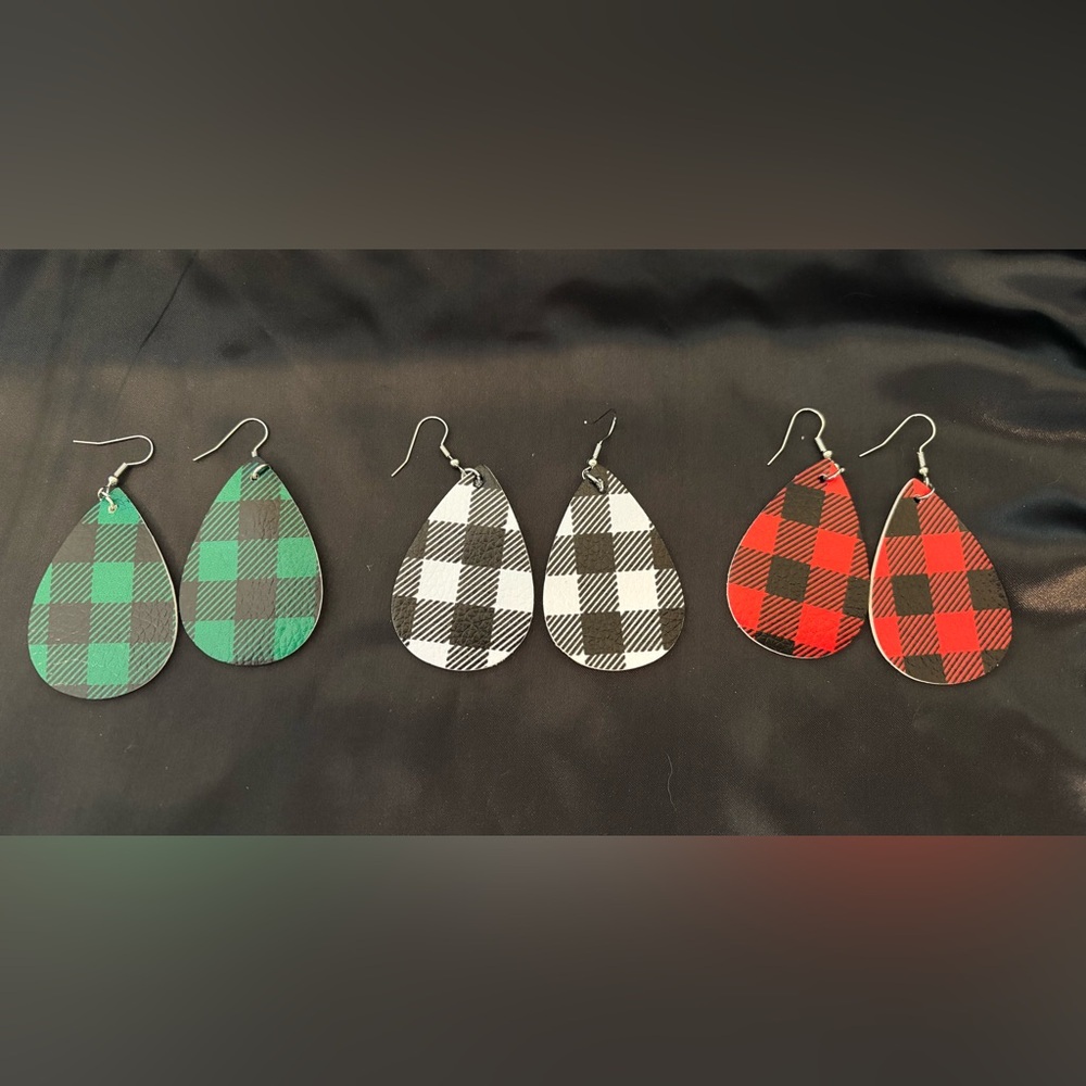 NWT Bundle - 3 Pairs of Plaid Holiday Seasonal Earrings